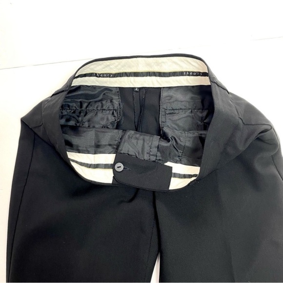 THEORY Wool Relaxed Fit Straight Trouser Pants In Black Size 2 - Picture 7 of 11